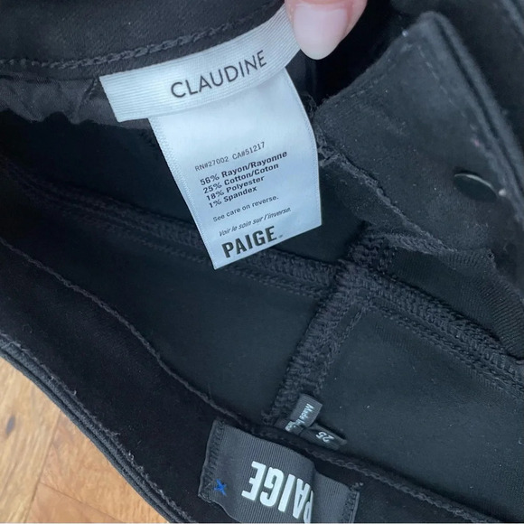 Paige Claudine Coated Black Denim High Rise Flare Jeans Size 25 - Picture 6 of 7